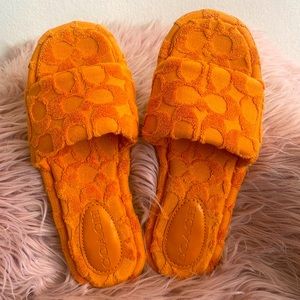 Brand New Orange Coach Slides